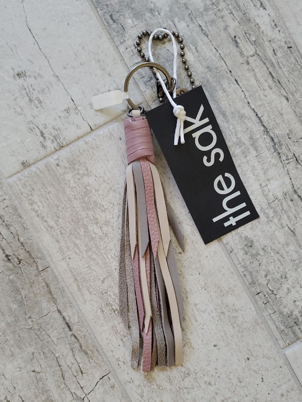 The Sak Pink Multi Leather Tassel Keychain